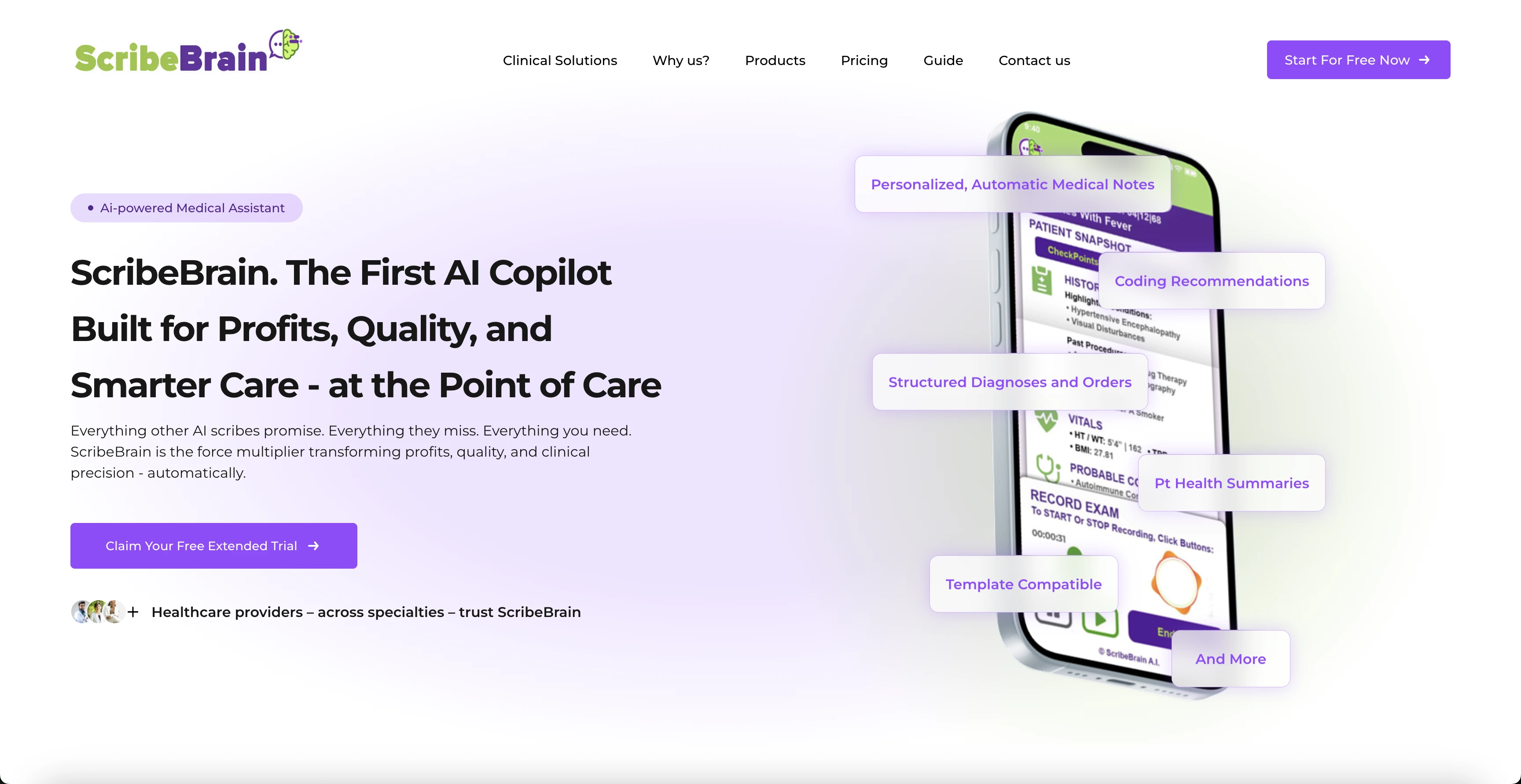 ScribeBrain — AI Medical Scribing (Landing)