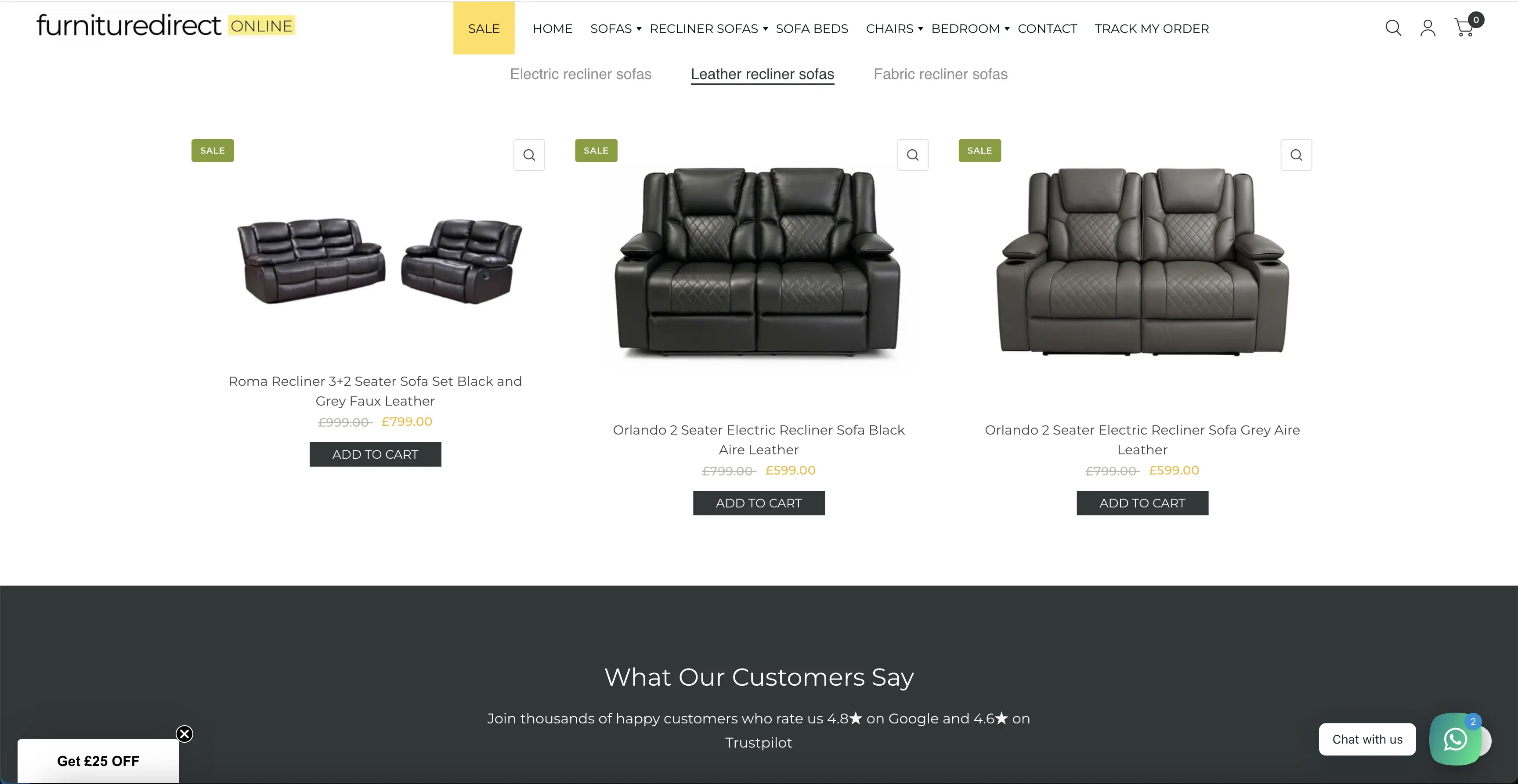 Furniture Direct Online — Sofas & Recliners